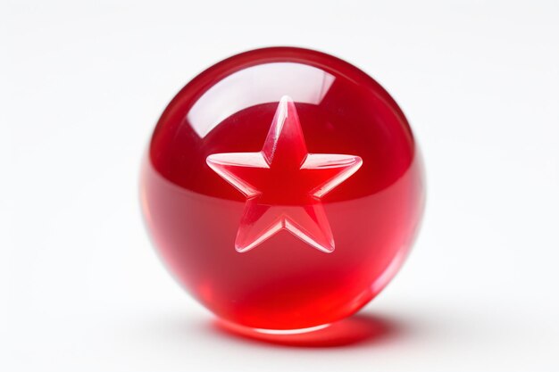 Foto una bola de vidrio roja con una estrella en ella
