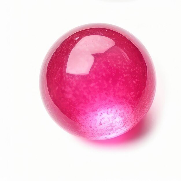 Foto una bola de vidrio rosa con un reflejo rosa en ella.