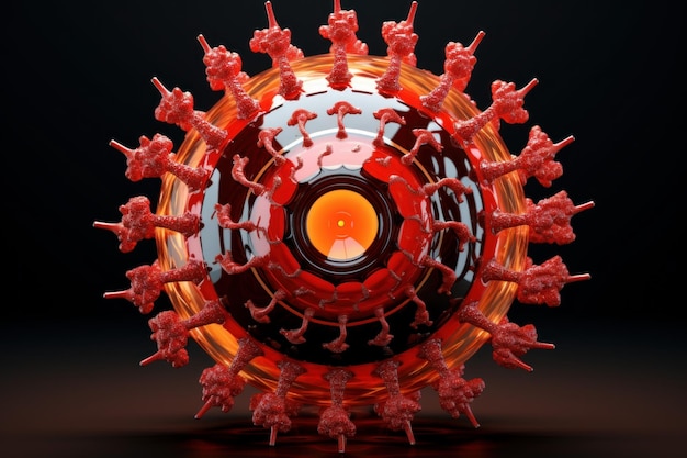 Foto bola de virus roja en 3d. generar ai