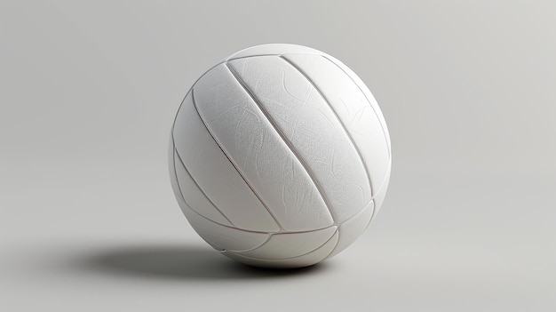Bola de voleibol de cuero blanco aislada sobre un fondo blanco representación 3D de una pelota deportiva con una superficie texturizada