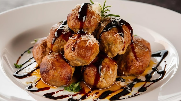 Bolachas de carne de cerdo en un plato blanco