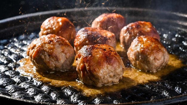 Bolachas de carne de cerdo en la superficie oscura