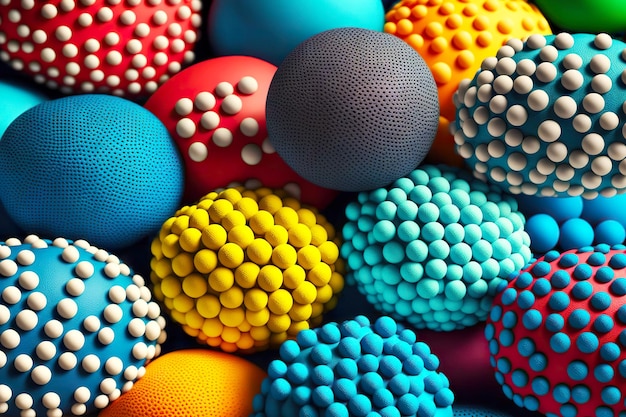Bolas ásperas y lisas multicolores hechas de textura plastilina