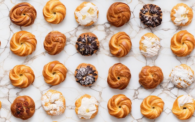 Bolas de azúcar de fondo de patrones sin fisuras de pastelería bocanadas de pastelería