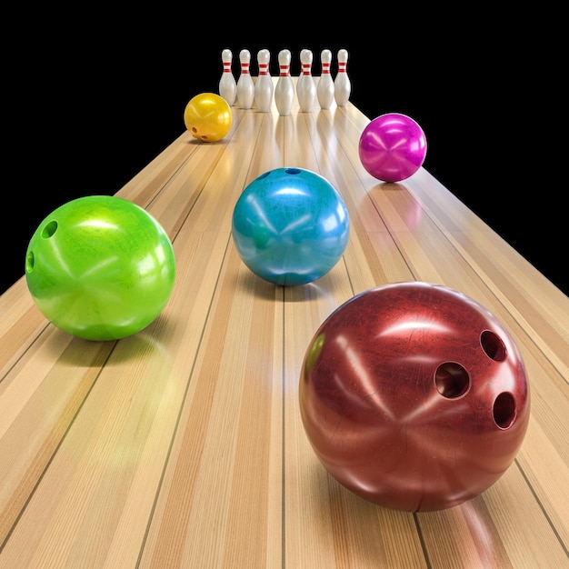 Foto bolas de bolos de colores y render 3d de bolos