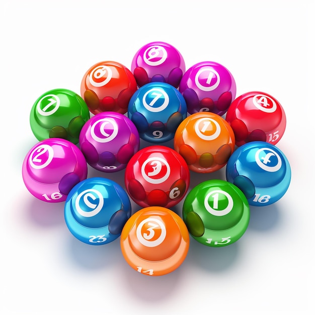 Foto bolas coloridas de bingo de loteria de 1 a 9 isoladas em fundo preto