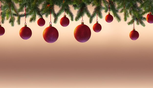 Bolas de árvore de Natal penduradas no teto como fundo de decoração de Natal
