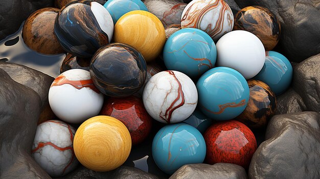Bolas de cores variadas e tamanhos variados Papel de parede criativo para fotografia de alta definição