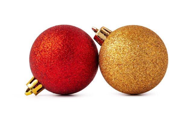 Bolas de decoração de Natal isoladas em fundo branco