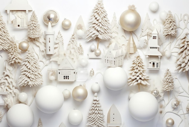 Bolas de decoração de Natal na decoração de fundo branco Generative AI