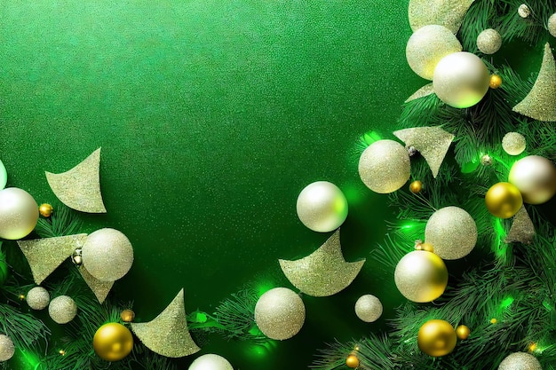 Bolas de enfeites de natal e espaço de cópia de decoração