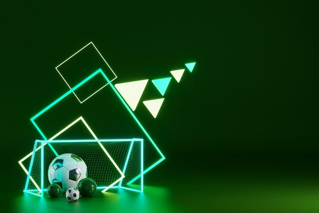 Bolas de futebol objeto esporte bola design futebol elemento conceito ilustração 3d abstrato futebol tecnologia smartphone tela móvel grama verde campo esporte online cassino ao vivo esporte negócio