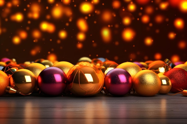 Bolas de natal com bokeh de fundo