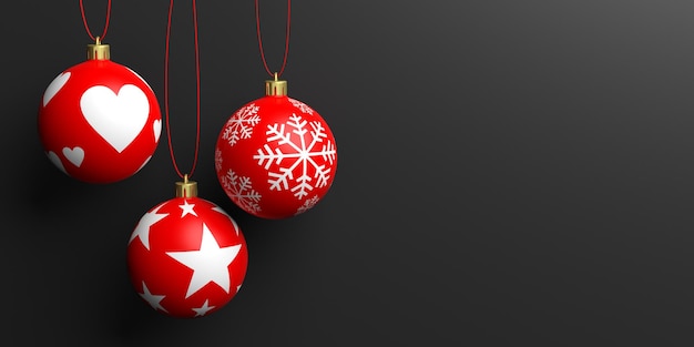 bolas de natal de renderização 3d