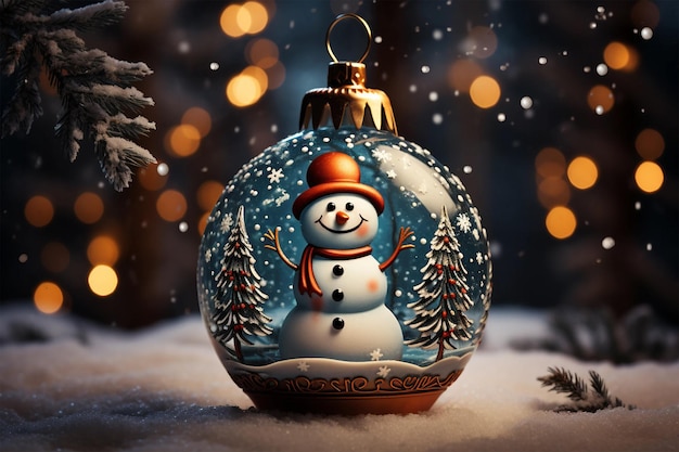 Bolas de Natal em um fundo prateado Decoração de Natal com bonito bokeh