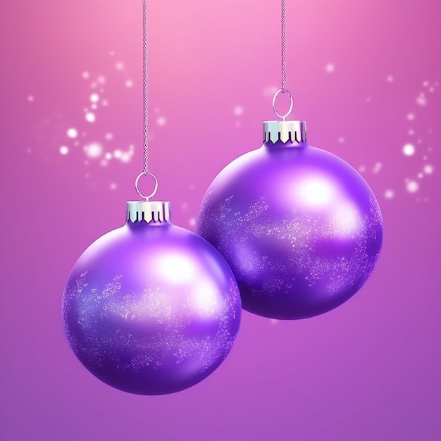 Bolas de Natal roxas em fundo rosa Ilustração vetorial