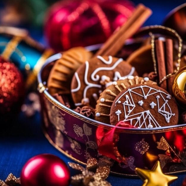 Bolas de Natal vermelhas e douradas