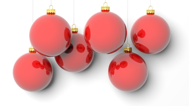 Bolas de Natal vermelhas isoladas no fundo branco