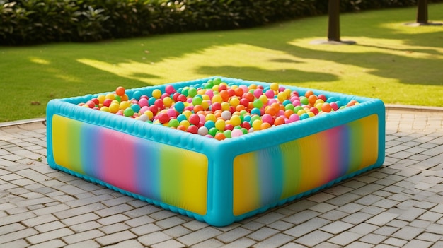 Bolas de plástico coloridas na piscina da sala de jogos