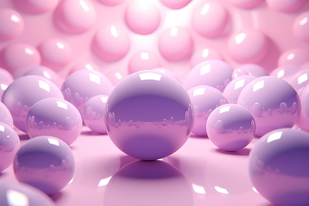 Bolas de plástico de cor pastel de textura ai generativas tonificadas com foco suave muito próximo