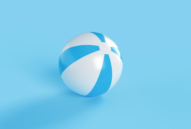 Foto bolas de praia em fundo azul verão ilustração 3d mínima renderização