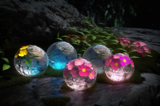 Bolas de vidro de flores Ecologia cristal Gerar Ai