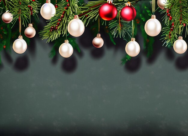 Bolas de decoración navideña en rama de árbol