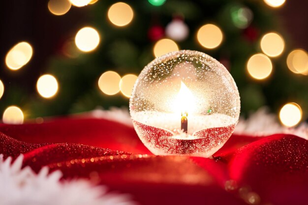 Foto bolas doradas y azules de navidad con luces bokeh en un árbol verde con conos de fondo de invierno