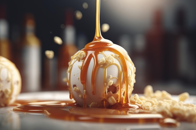 Foto las bolas de helado caramelo sabor italiano generar ai