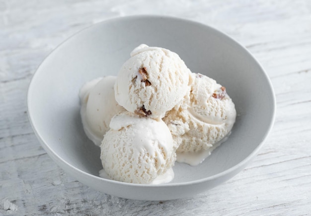 Bolas de helado servidas en un tazón