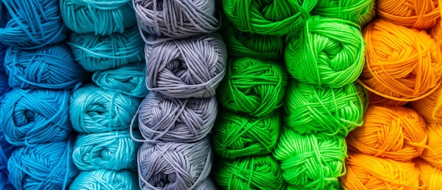 Foto bolas multicolores de hilo para tejer hilos de lana para costura