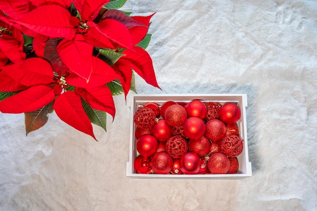 Foto bolas de navidad de color rojo