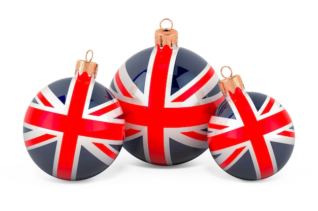 Bolas de Navidad con renderizado 3D de bandera británica