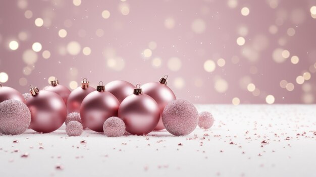 Bolas de Navidad sobre fondo rosado papel tapiz de Año Nuevo con bolas de navidad concepto de decoración de regalo