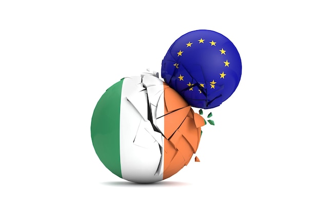 Las bolas políticas de Irlanda y la Unión Europea se aplastan juntas 3D Render