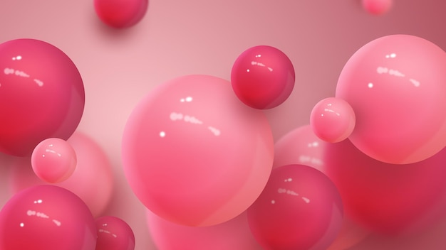 Foto bolas rosas sobre un fondo rosa.