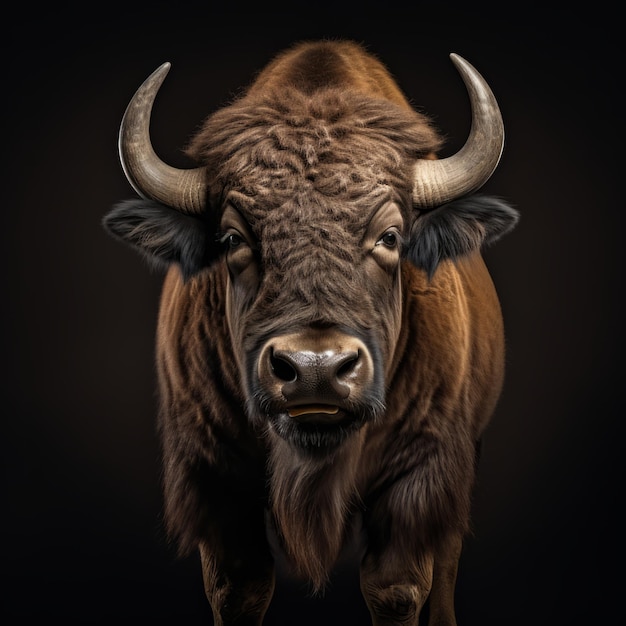Bold Bison Uma foto cativante de estúdio de um bisonte castanho em um fundo isolado