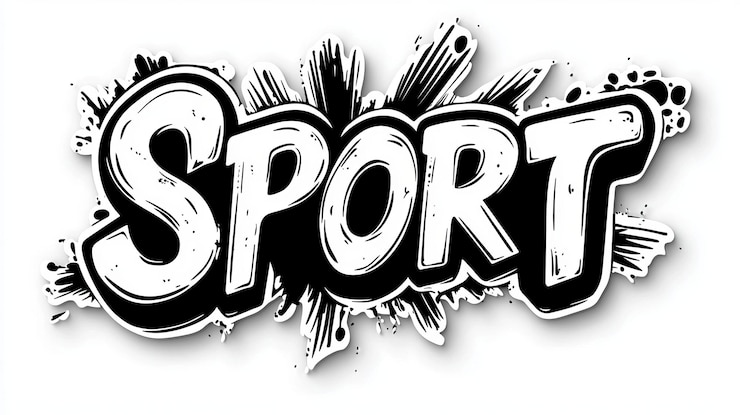 Foto bold black and white pop art sport diseño de texto con efecto splash dinámico