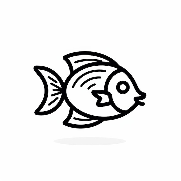 Bold Black Fish Icon Estilo de desenho animado brincalhão com linhas detalhadas