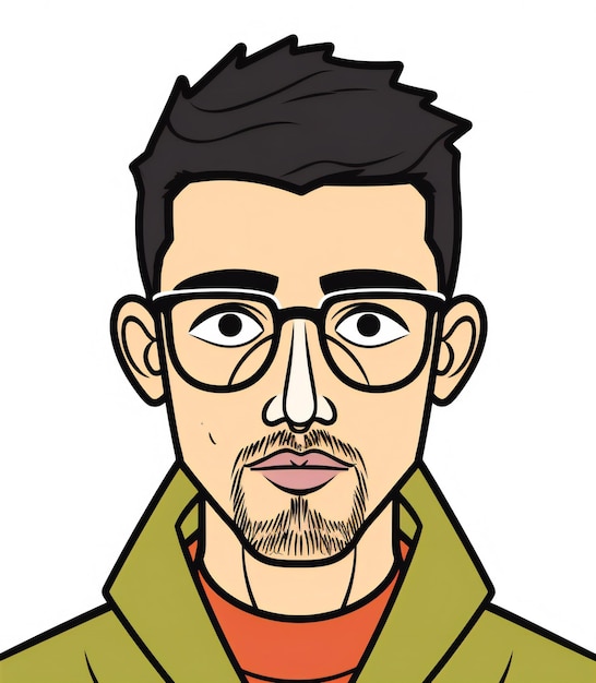 Bold Line Quirky Man minimaler Avatar auf weißem Hintergrund