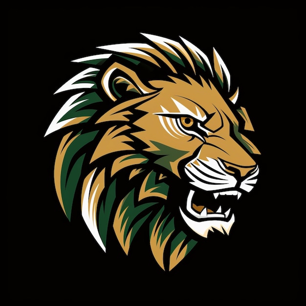 Bold Lion Sports Logo em fundo preto com verde escuro e ouro claro