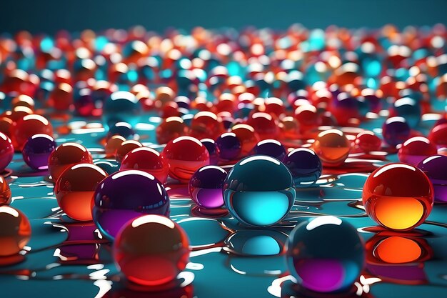 Foto bolha 3d colorida 3d um grupo de bolas de vidro coloridas bolas 3d coloridas fundo 3d vidro colorido