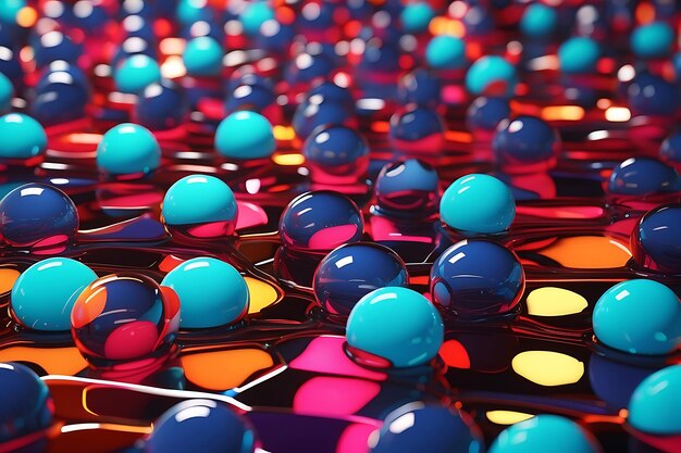 Bolha 3D colorida 3D um grupo de bolas de vidro coloridas bolas 3D coloridas fundo 3D vidro colorido