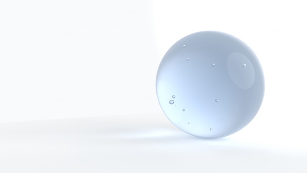 Bolha de água azul escura sobre fundo branco 3D render