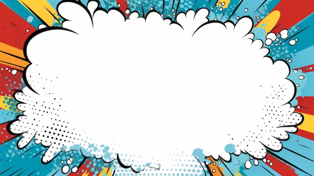 Bolha de discurso cômico de arte pop vibrante em fundo branco