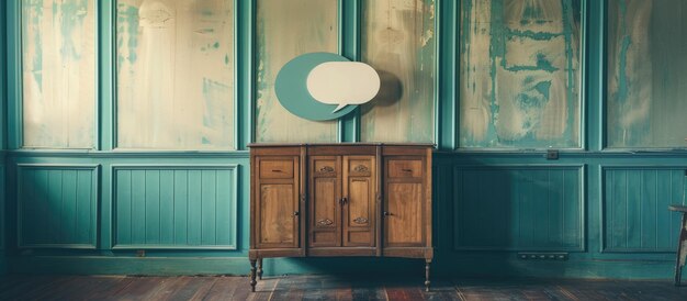 Bolha de fala em um armário de móveis