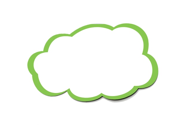 Foto bolha de fala verde como uma nuvem com borda verde-oliva isolada em fundo branco vazio