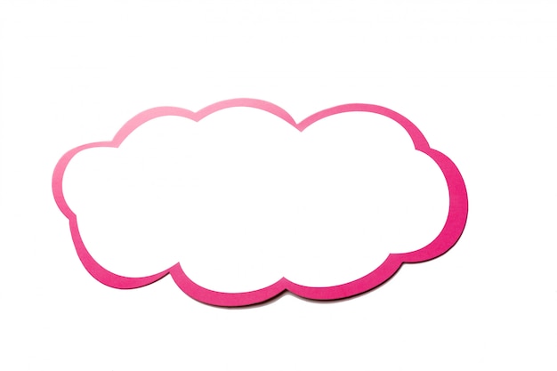 Foto bolha do discurso como uma nuvem com borda rosa isolada no fundo branco. copie o espaço