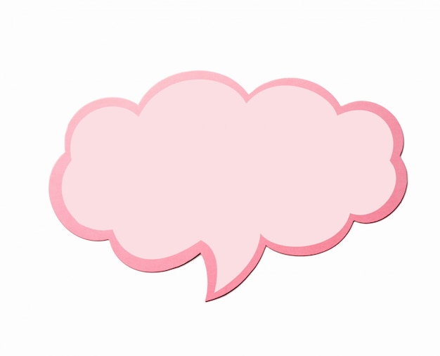 Foto bolha do discurso como uma nuvem com borda rosa isolada