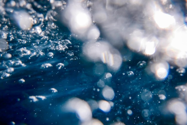 Bolhas abstratas na água, bolhas de ar no fundo da água